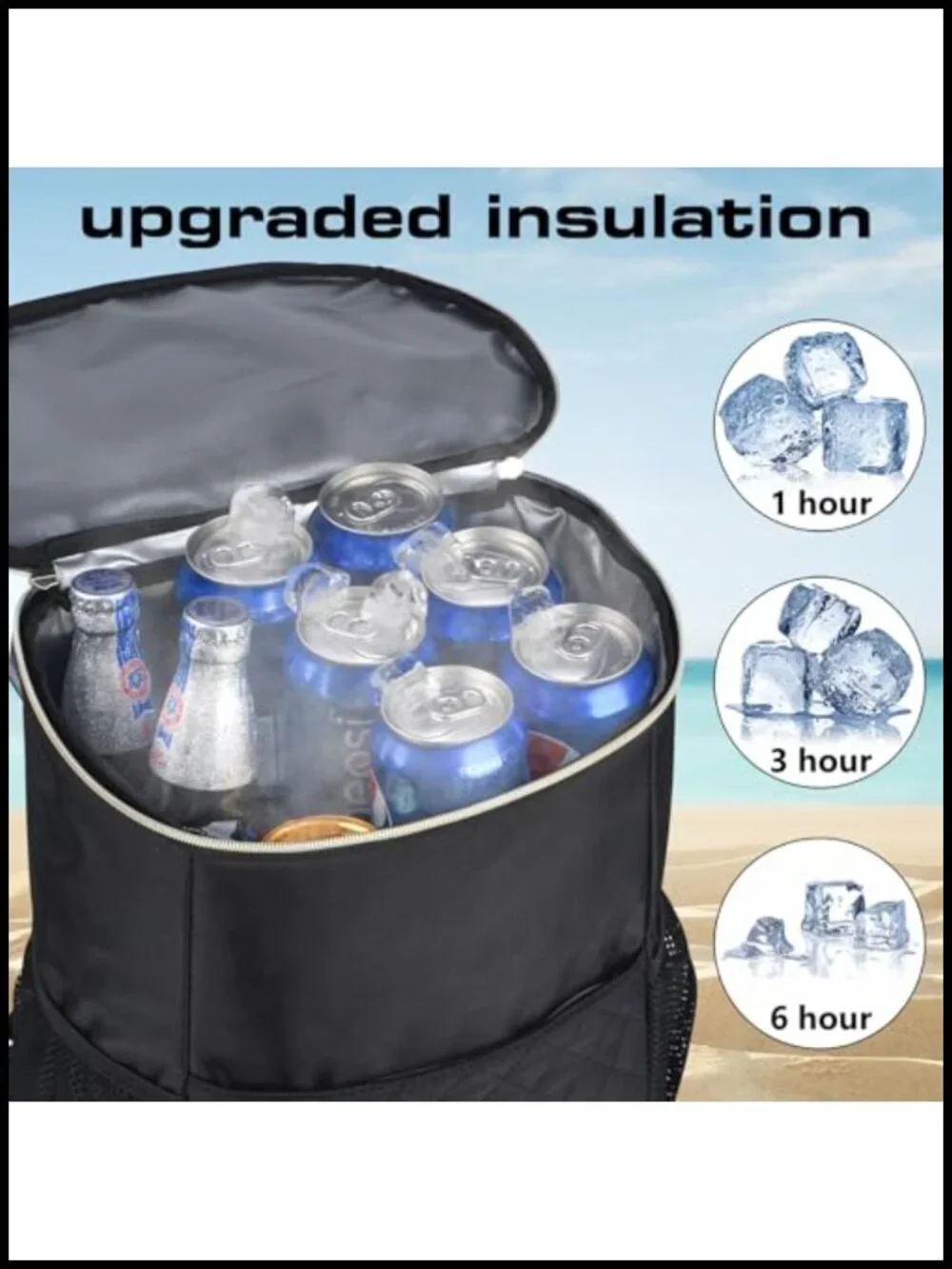Insulated Leak Proof Cooler Backpack 30 Cans Waterproof Soft Sided Lunch Bag